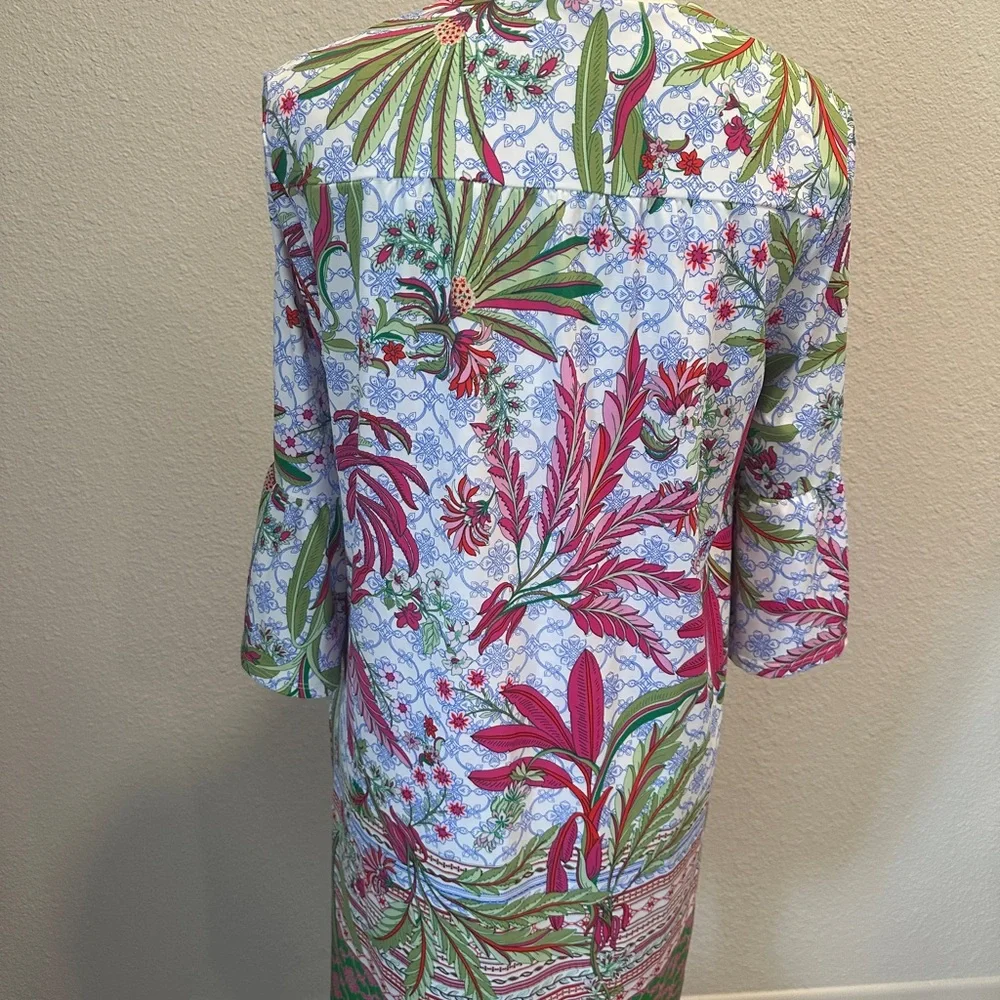 Jude Connally Kerry Dress in White with Pink and Green Floral Print